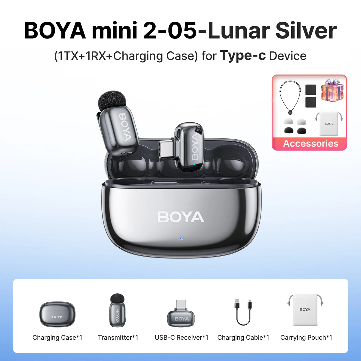 Microfono Lavalier Wireless Mini – Riduzione Rumore AI, iPhone e Android