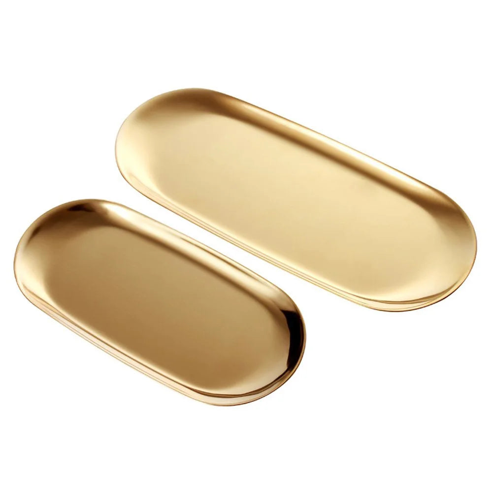 Vassoio Organizer in Acciaio Inox Dorato – per gioielli, cosmetici e bagno