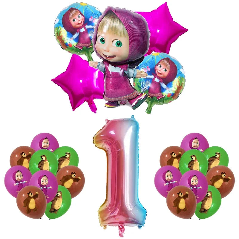 Decorazioni per festa di compleanno Masha e Orso – Palloncini cartoon, set 24…