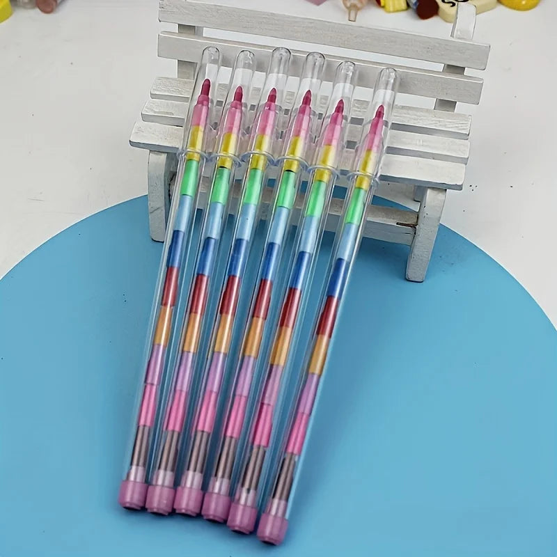 Set di 12 Pastelli Colorati impilabili – Ideali per scuola, ufficio e feste