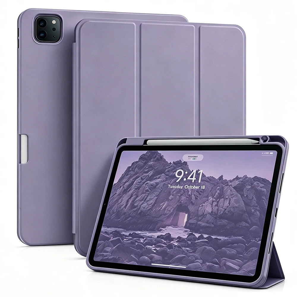 Pencil Case for Apple iPad Air Pro 10.9 11 12.9 13 M2 M3 M4 M5 2024 2025 8th 9th 10th 11th Generation, Magnetic Flip Smart Cover