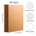 Set 5 quaderni A5, B5 e A4 con copertina kraft nera – 36 fogli