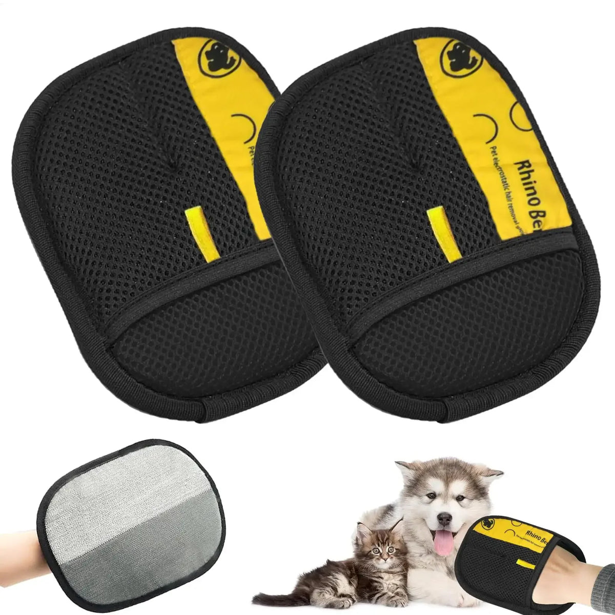 Guanti per toelettatura doppia faccia 2 pezzi – rimozione peli animali per cani…