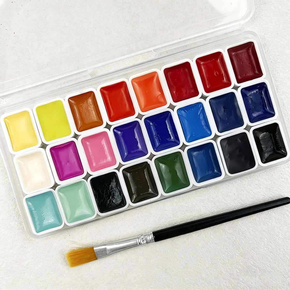 Classic 24 Colors Solid Watercolor Paints Set, Art Essential Palette for Calligraphy Creation, Painting Design, Nail Art and DIY