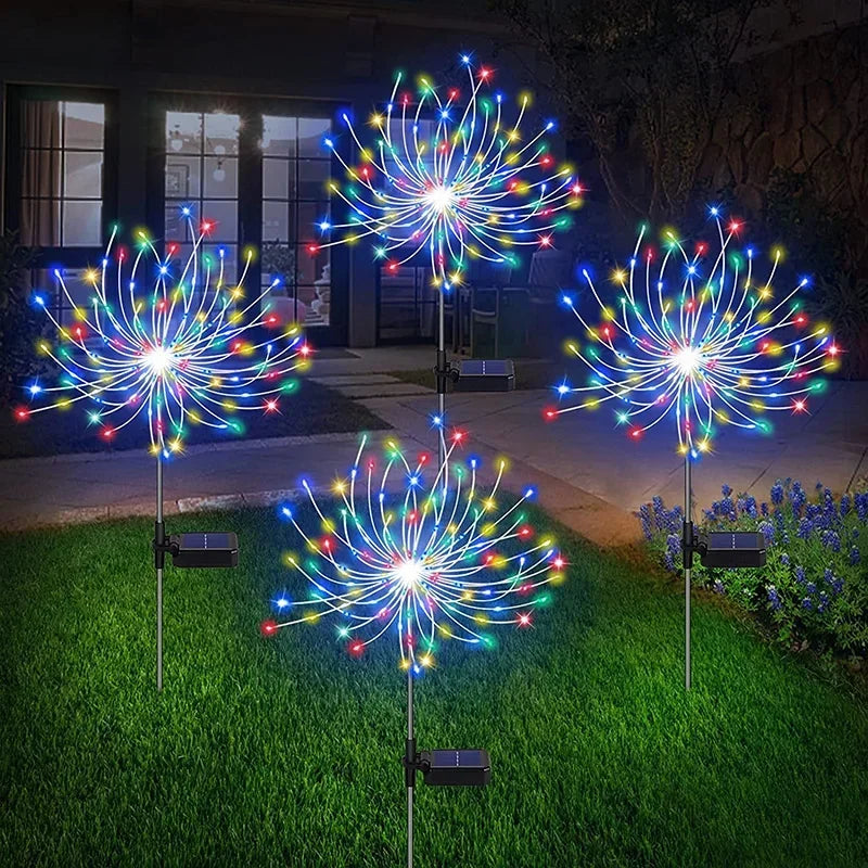 1/2/4 pcs Solar LED Firework Fairy Light – Outdoor garden decoration, lawn and pathway light for patio, yard, party, Christmas, wedding