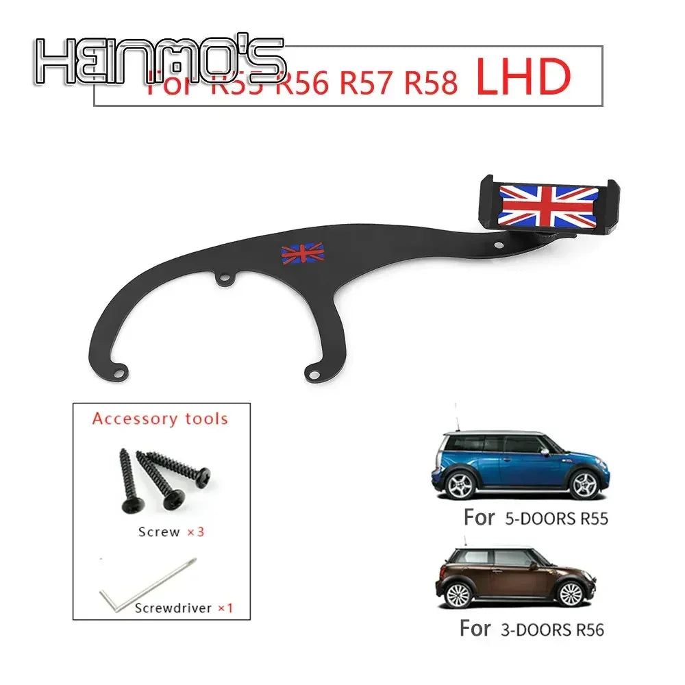 Supporto per telefono GPS per MINI Cooper R55 R56 R57 - Fissaggio interno nero
