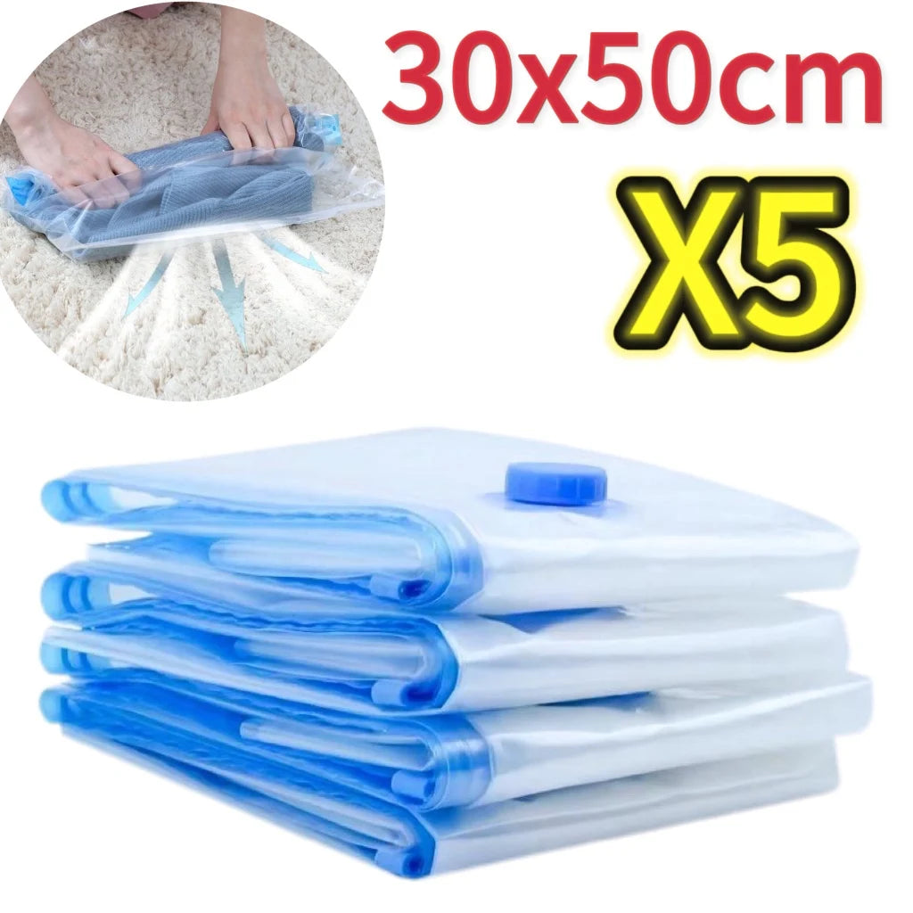 Sacchetti sottovuoto 3/5 pezzi per abiti e biancheria – compressione e spazio