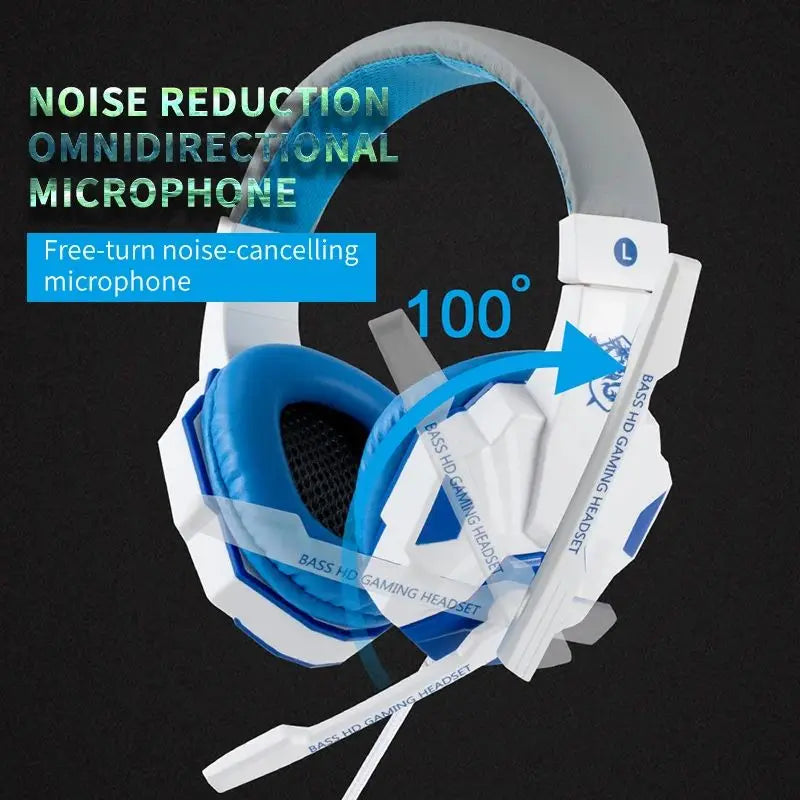 Cuffie Gaming RGB con Microfono, Cavo 3.5 mm, Noise Cancelling, Bass Stereo