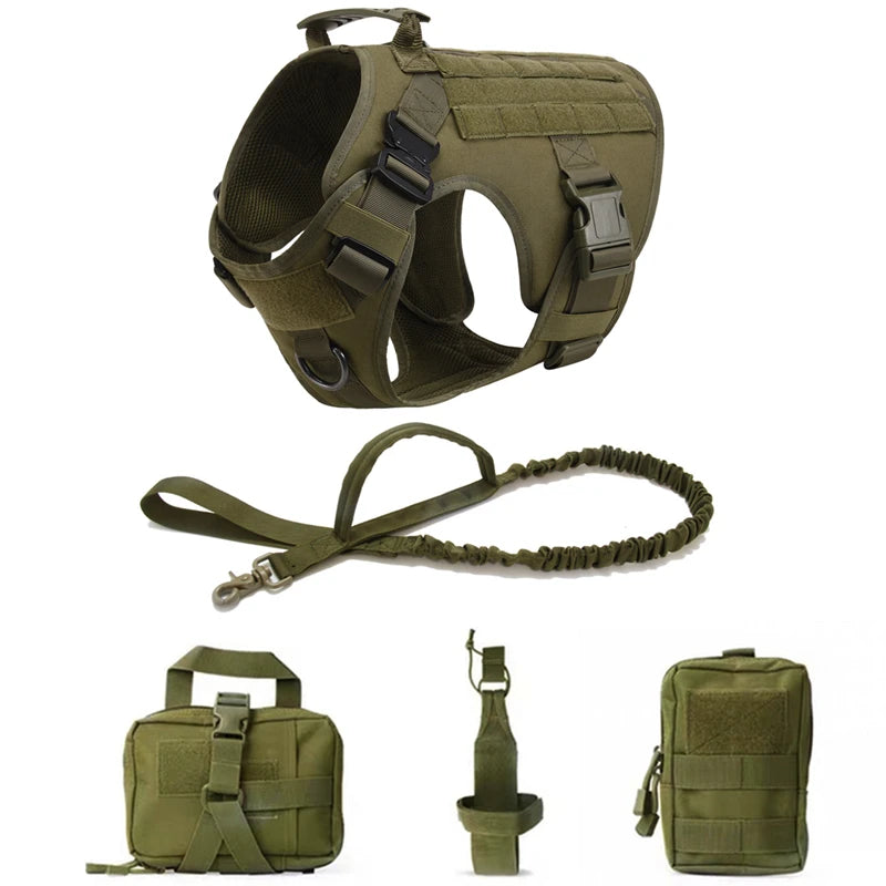 Giubba tattica militare per cani – Set imbracatura e guinzaglio