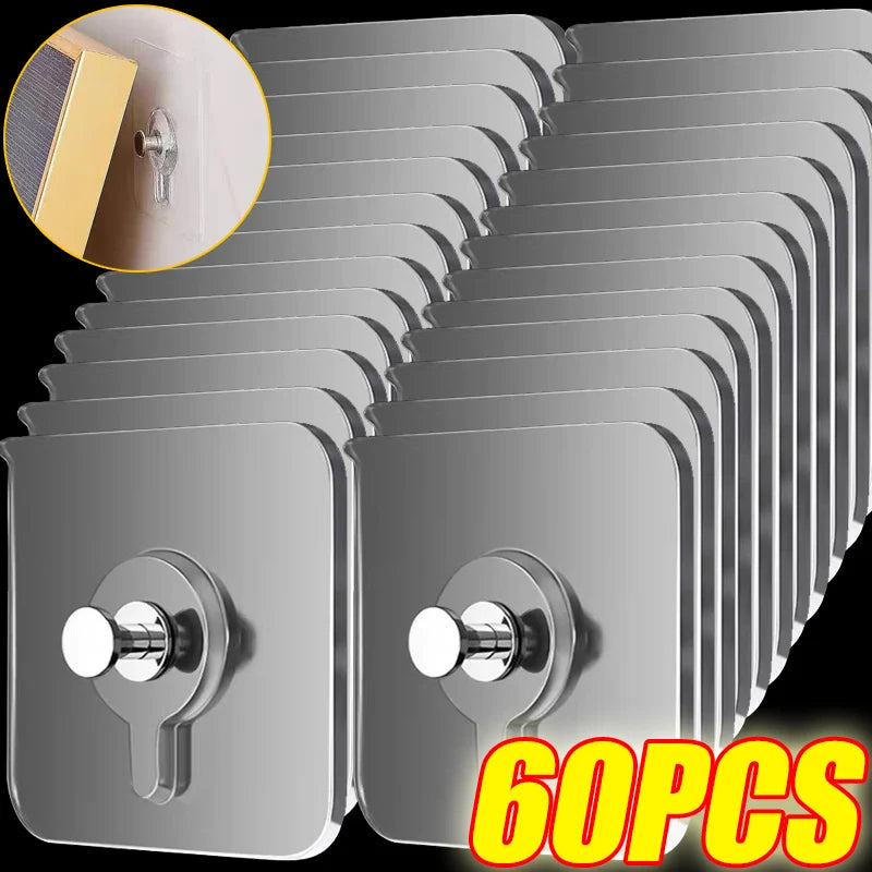 Ganci adesivi trasparenti per parete, supportano 3 kg, 6 cm, confezione 10‑60 pz