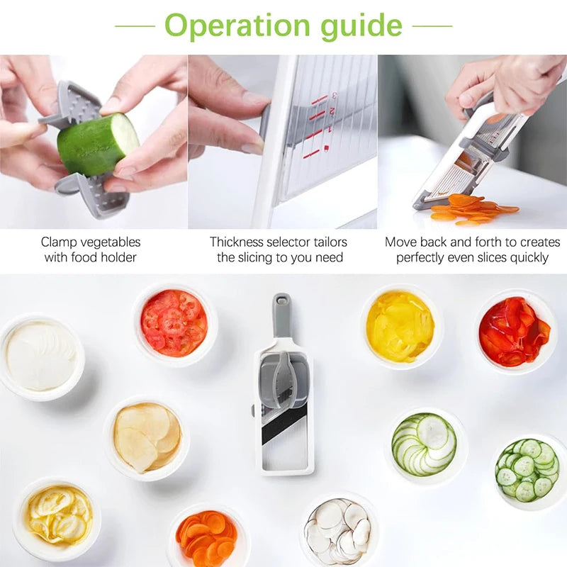 Mandolina regolabile in acciaio inox per verdure, frutta e formaggi