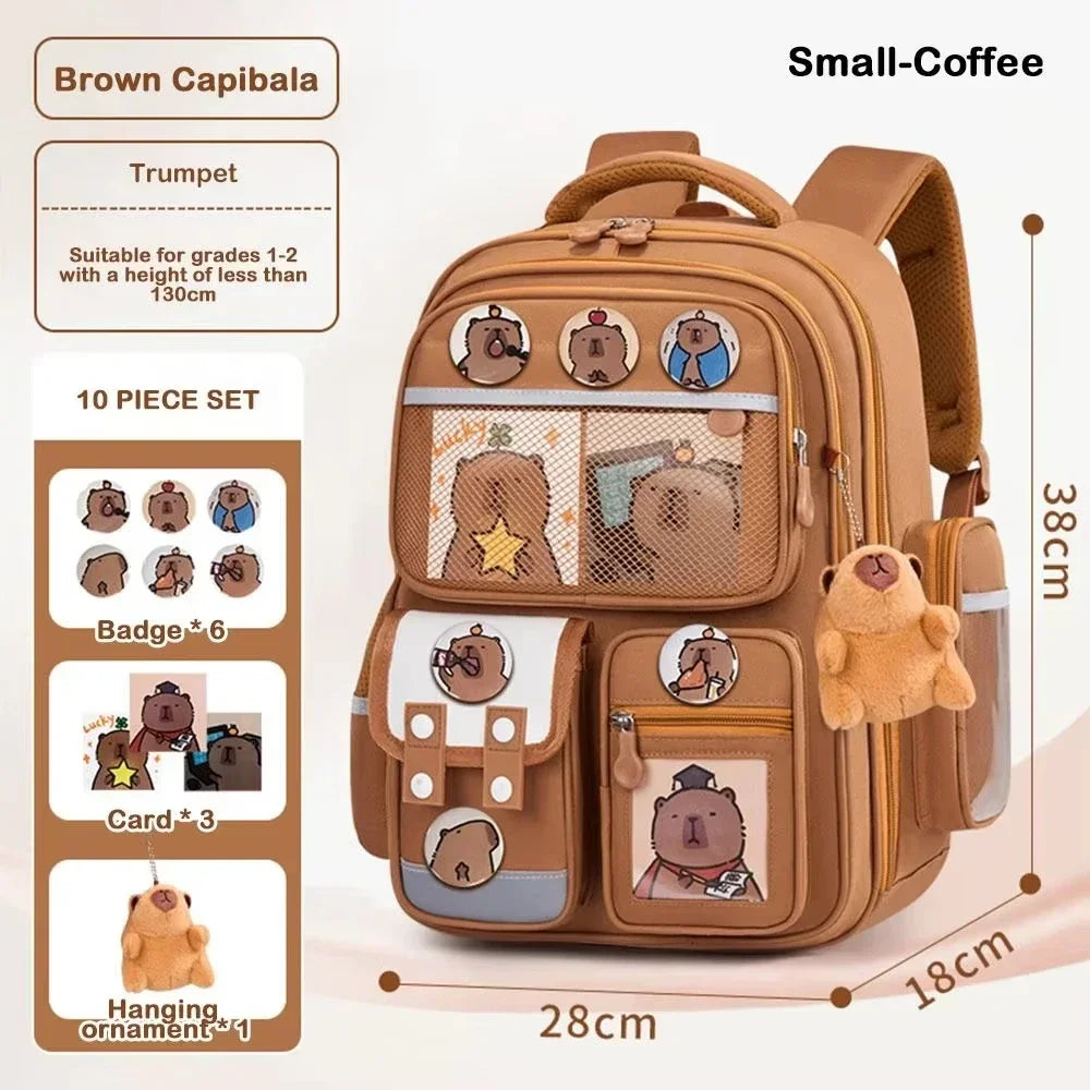 Sac à dos imperméable Capybara pour étudiants, grande capacité et bretelles ergonomiques