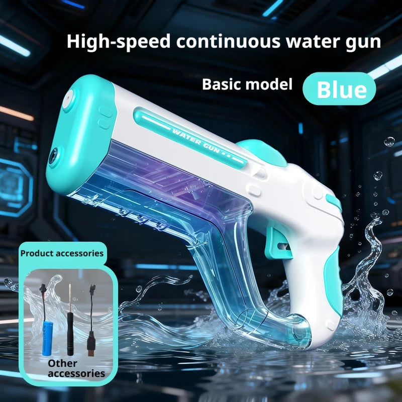 Summer Outdoor Electric Pulse Water Gun with Colorful Lights High Pressure Automatic Continuous Shot for Interaction Play Water