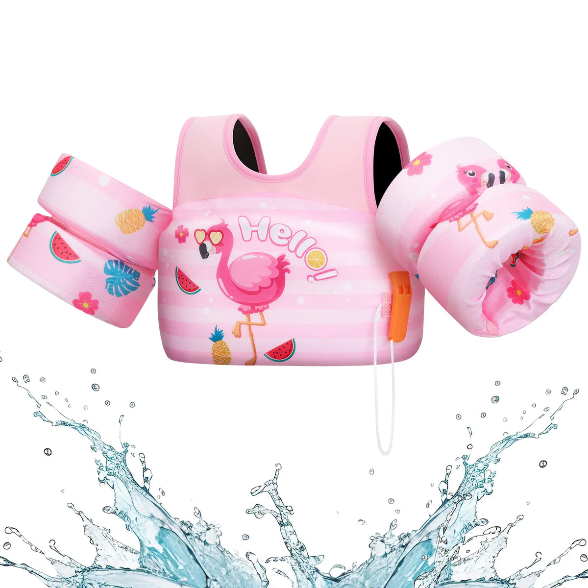 Gilet de sauvetage pour enfants avec sifflet, brassards en mousse pour piscine et kayak