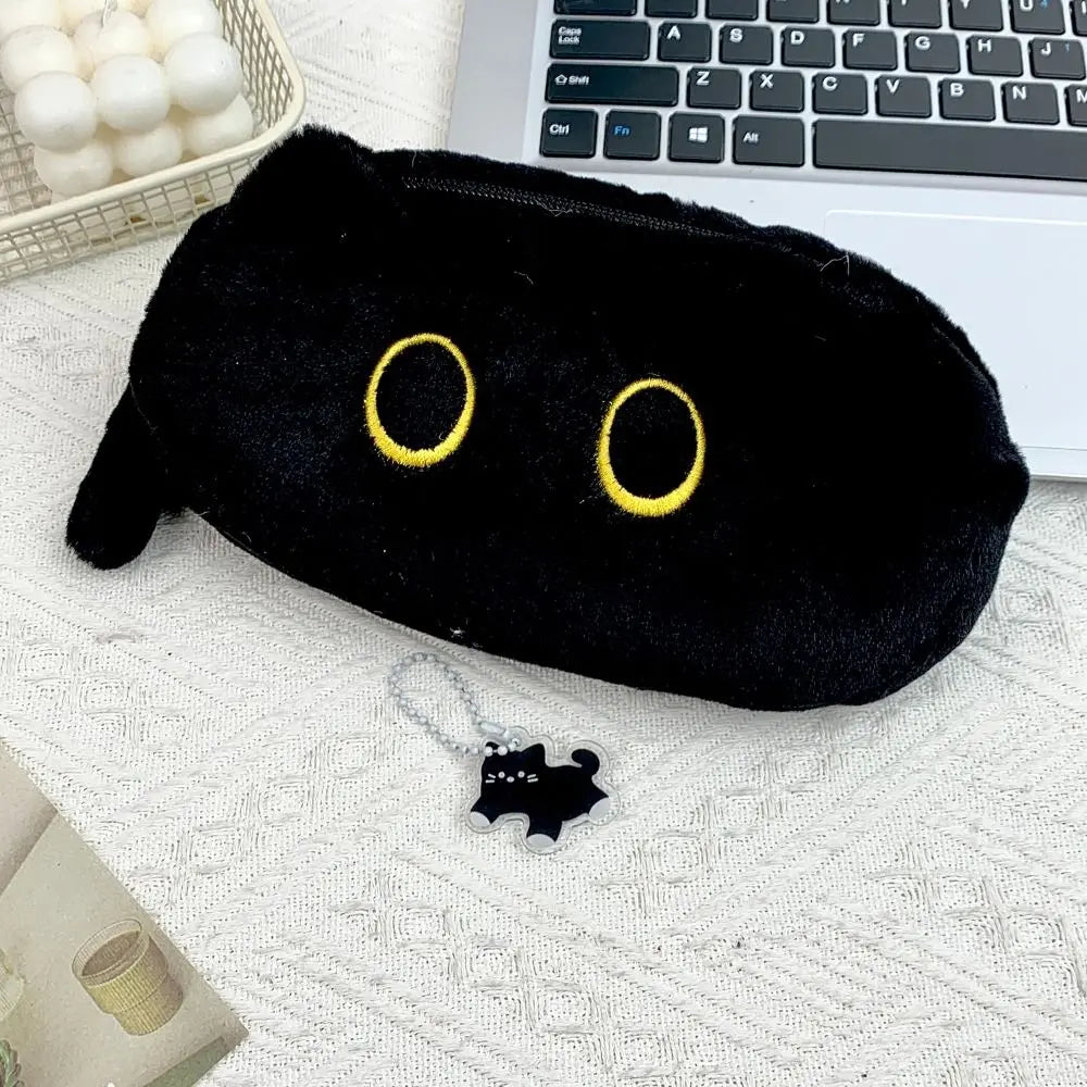 Trousse à crayons portable motif chat noir grande capacité trousse scolaire