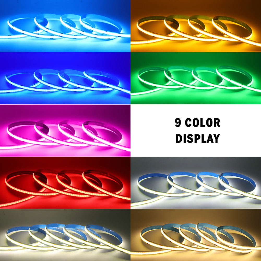 Striscia LED COB 5V 320 LED/m, RGB, tagliabile, autoaderente, con box CR2032