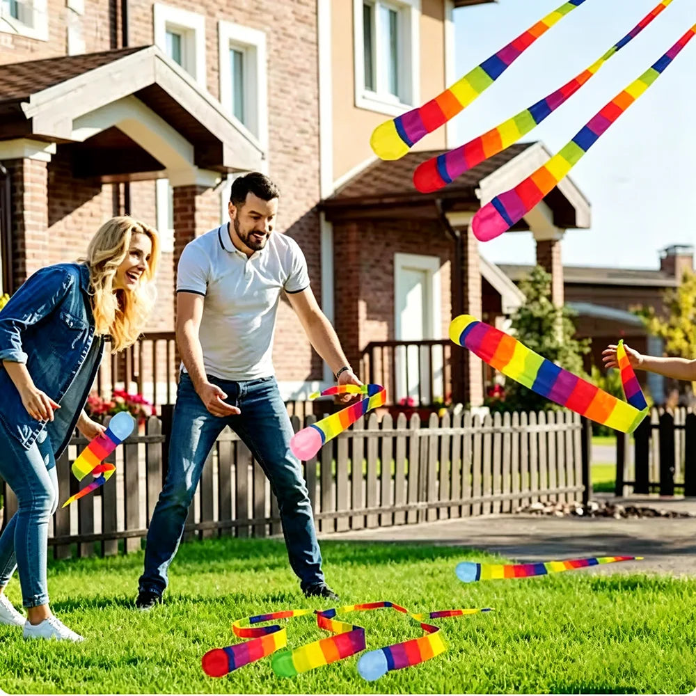 Palline da lancio con nastro arcobaleno – giochi fitness per esterno