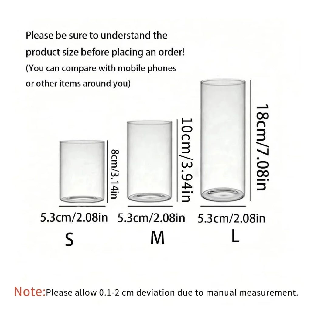 Cylinder Glass Cup Candlestick Wedding Transparent Candle Cup Holder Glass Vase Dining Table Candle Container Art Storage Jar