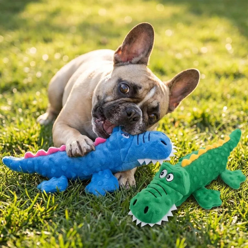 Gioco Morbido di Peluche a Forma di Coccodrillo con Squeak per Cani e Gatti