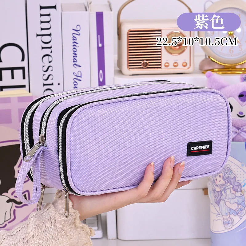 Grande trousse en tissu pour l'école et le bureau – Organisateur pour fournitures de papeterie