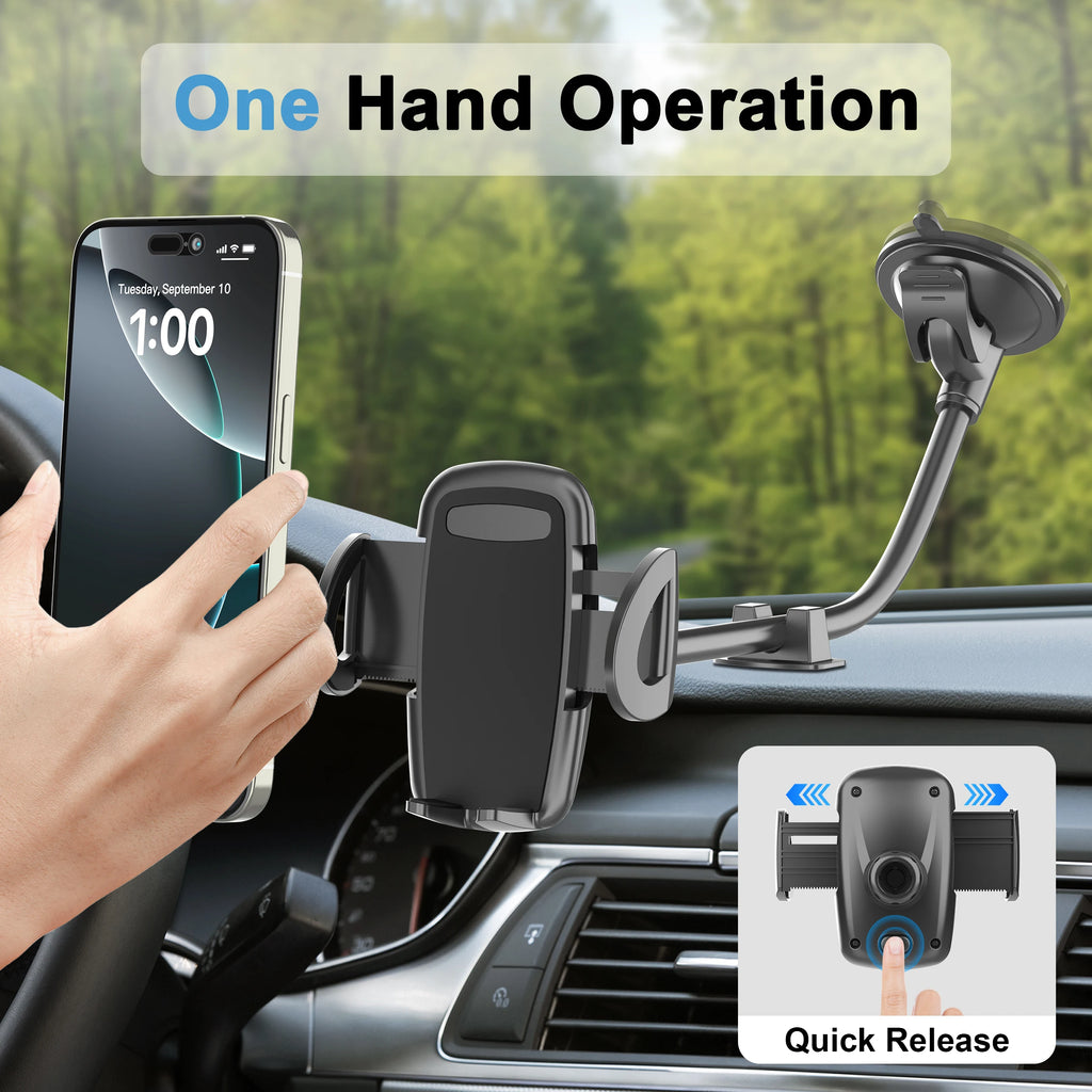 Supporto per cellulare da auto con braccio flessibile da 30 cm anti‑vibrazione