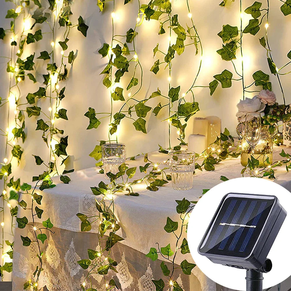 Catena LED solare 5 m con foglie di acero – Luci per giardino e Natale