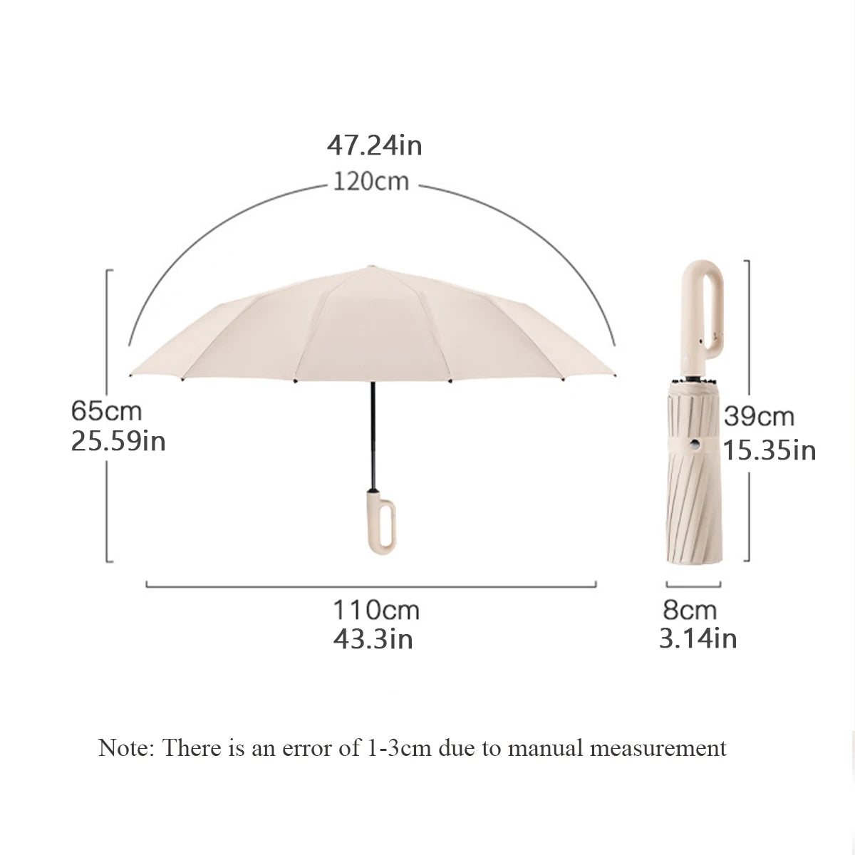 Ombrello pieghevole antivento 16K automatico con 192 stecche – Parasole unisex