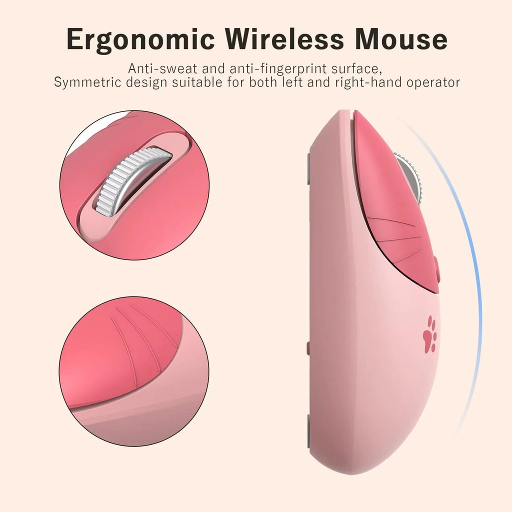 Mouse wireless Cute Cat 2.4 GHz, DPI regolabile, compatibile laptop e desktop