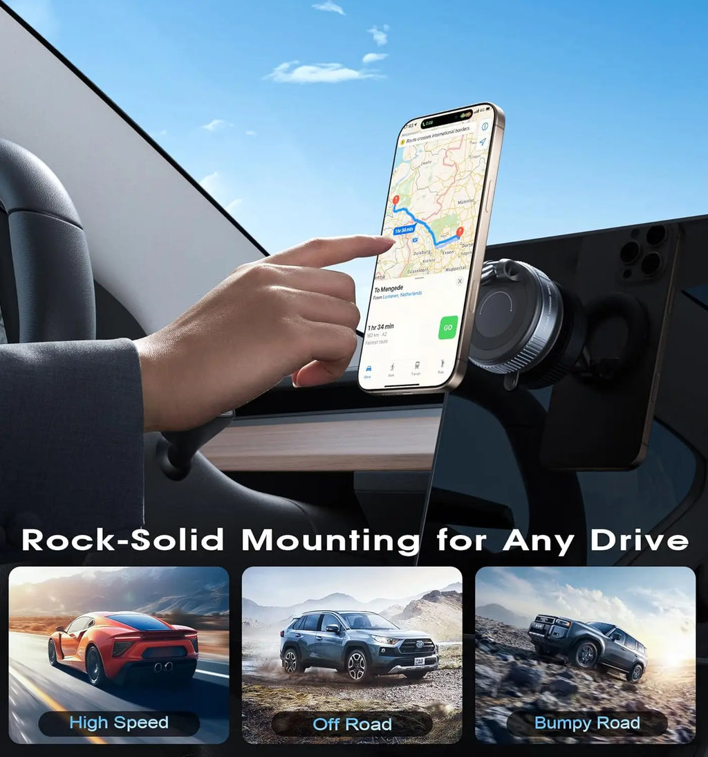 Supporto magnetico per auto, ventosa forte, rotazione 360°, pieghevole