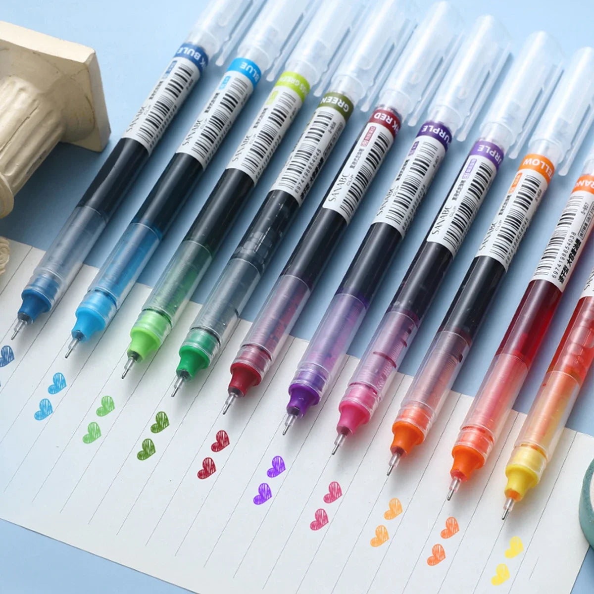 Set da 10 penne gel colorate 0,5 mm – asciugatura rapida e grande capacità