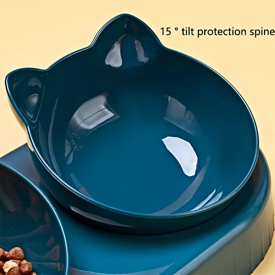 Set ciotole 3 in 1 per gatto con dispenser d'acqua a gravità e design inclinato
