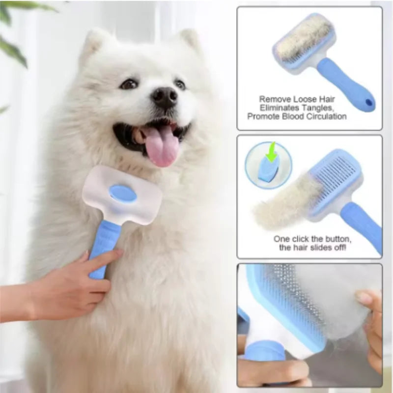 Spazzola per cani e gatti – pettine dematting in plastica blu, grigio o rosa