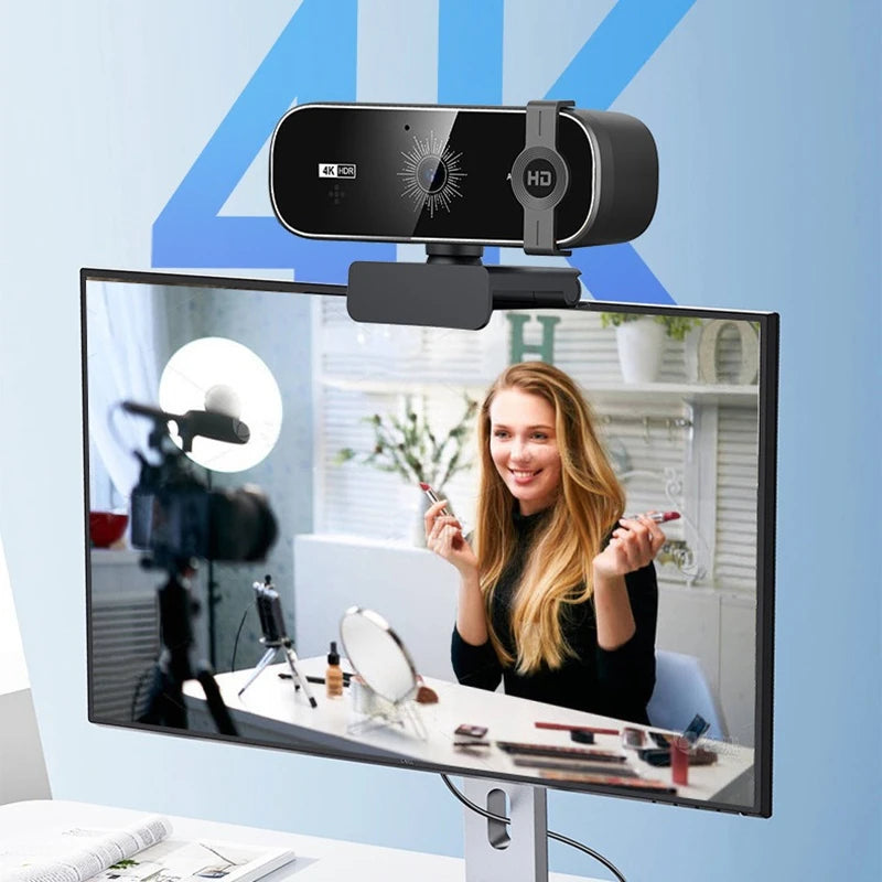 Webcam 4K con autofocus, copertura privacy e telecomando – Plug & Play