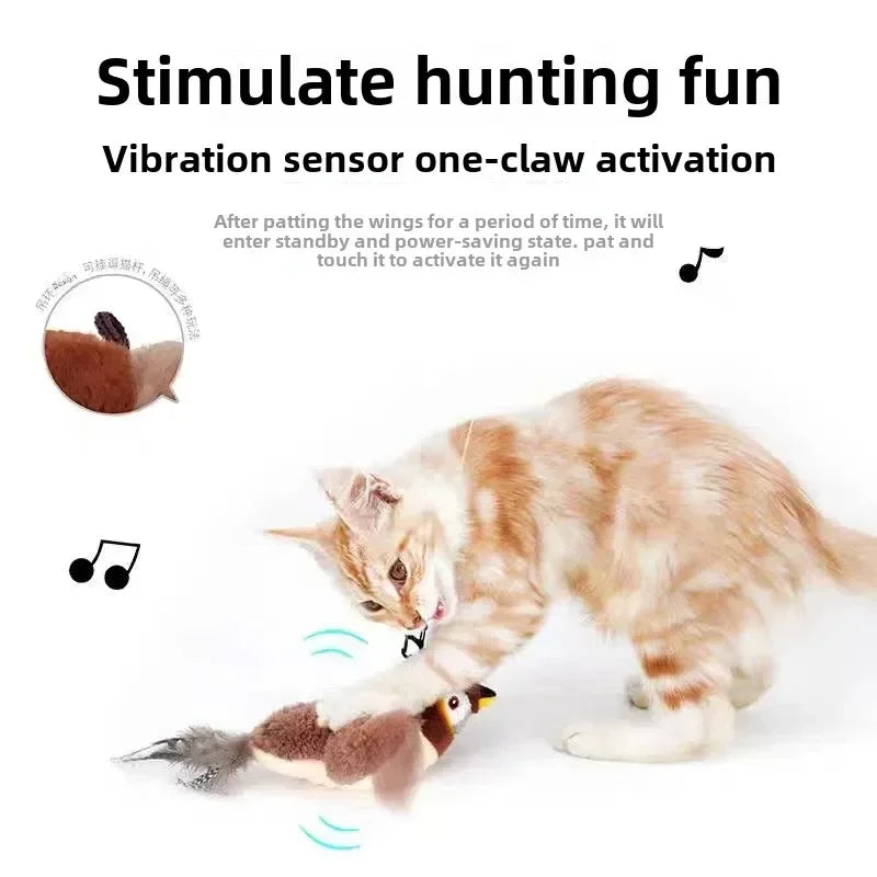 Giocattolo Interattivo per Gatti a Forma di Uccellino con Catnip e Ricarica USB