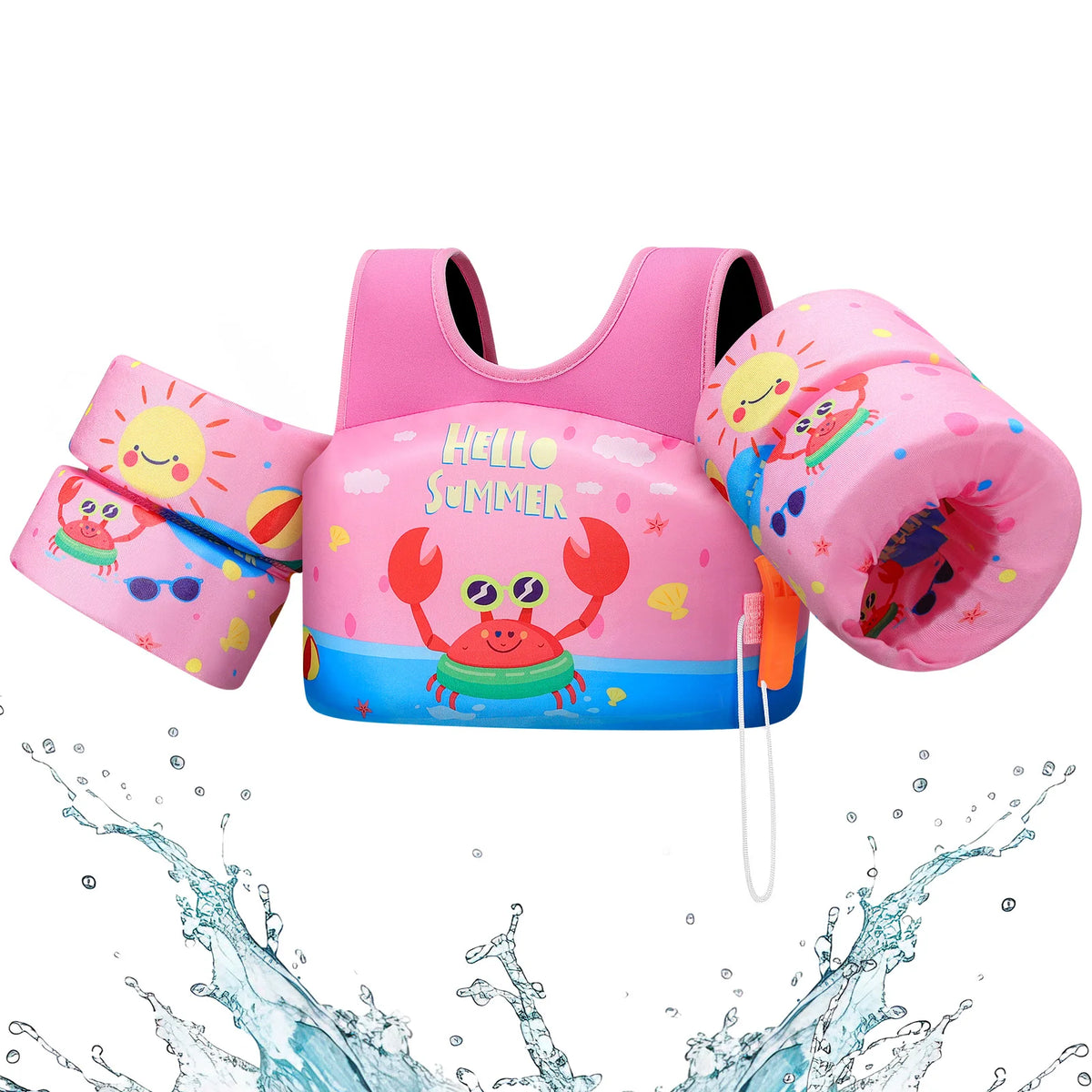 Gilet de sauvetage pour enfants avec sifflet, brassards en mousse pour piscine et kayak