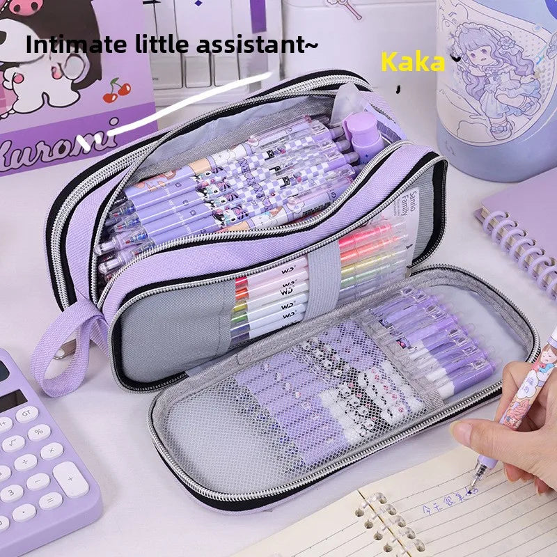 Grande trousse en tissu pour l'école et le bureau – Organisateur pour fournitures de papeterie