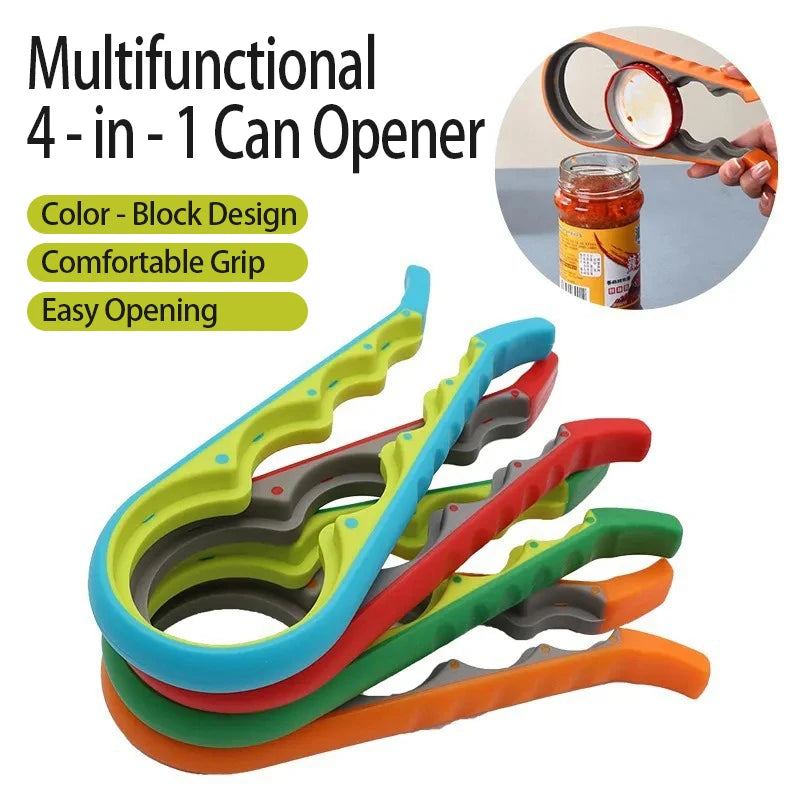 Apribottiglie e Apriscatole Universale 4 in 1 – Anti‑scivolo ed Ergonomico