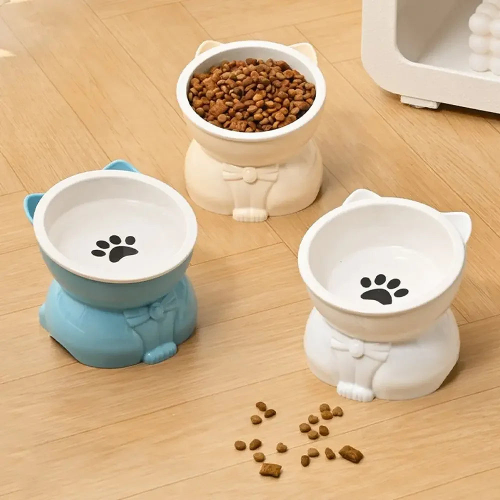 Ciotola in ceramica per gatti e cani, design inclinato antiscivolo