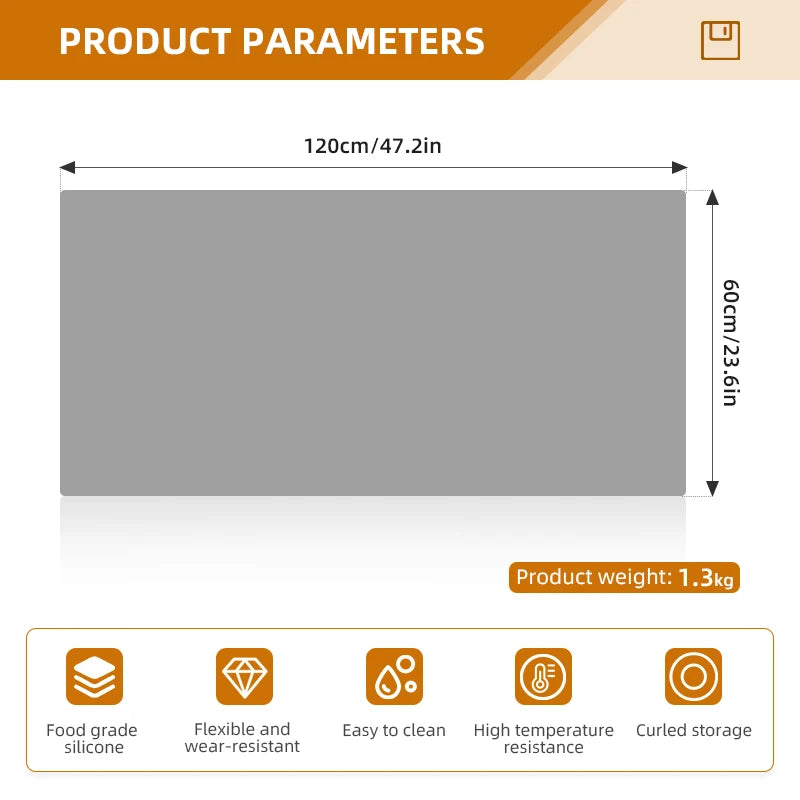 Silicone Table Mat 60X120cm Heat Resistant Dishwasher Safe Non-Slip Kitchen Dining Table Protector  Waterproof Table Placemat