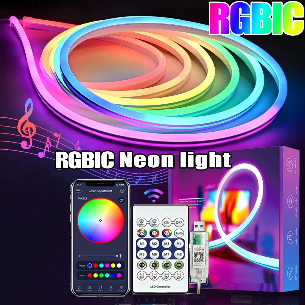 Striscia LED RGBIC 5V impermeabile con telecomando Bluetooth – 1‑10 m