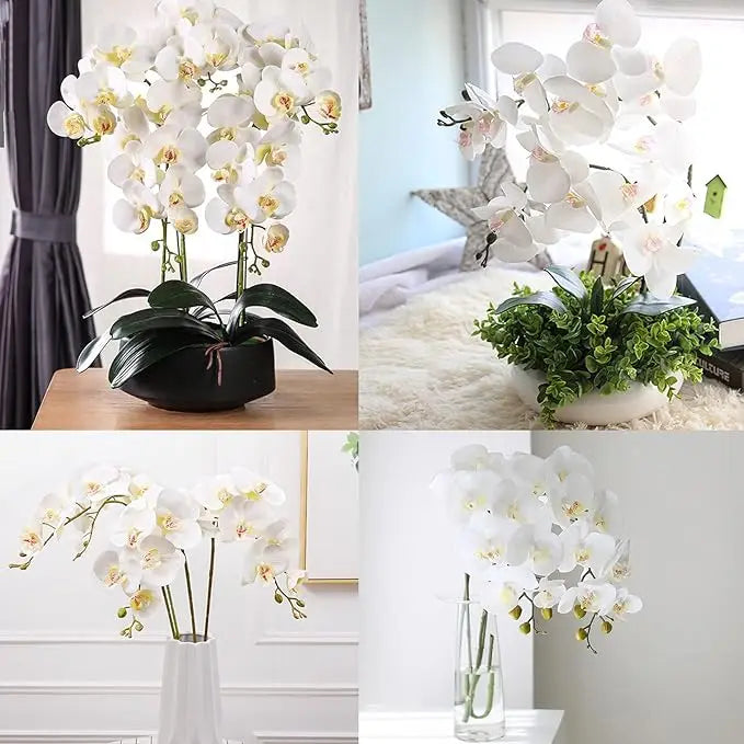 2/6PCS Artificial Flowers Orchid Set Real Touch 69cm Tall 9Heads Fake Phalaenopsis Flower Vase Fillers Home Wedding Indoor Decor