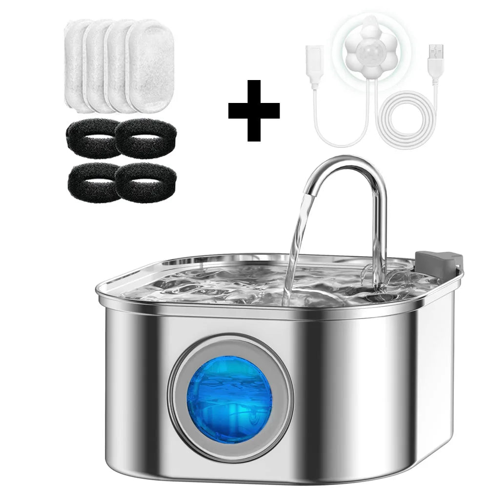 Fontanella per gatti 3,2 L in acciaio inox con finestra, sensore silenzioso e…