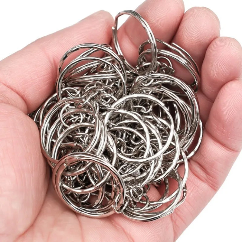 Silver Plated Metal Blank Keyring Keychain Split Ring Keyfob Key Holder Rings Women Men DIY Key Chains Key Ring Accessories