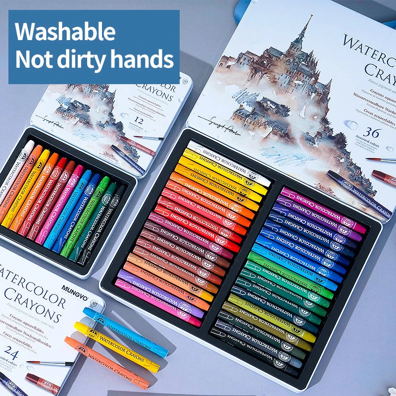 MUNGYO  Water-soluble Crayon Painting Pigment Crayon Artist For Gift Art Students School Supplies 12/24/36Colors MAC