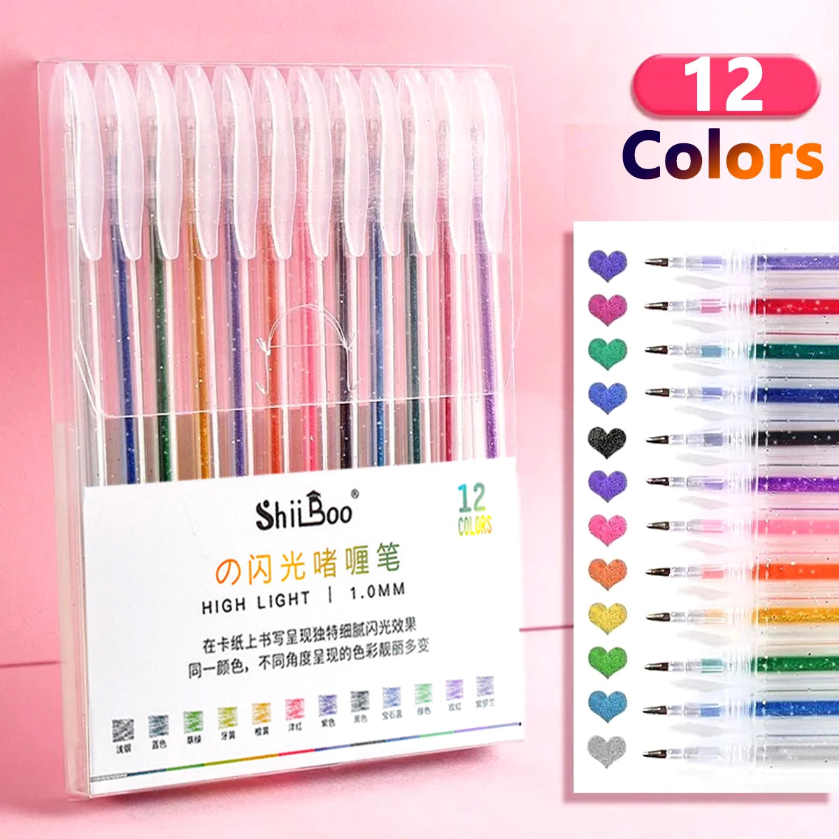 Set di 60 Penne Gel Glitter 1.0 mm – Colori Metallizzati per Disegno e Scrapbook