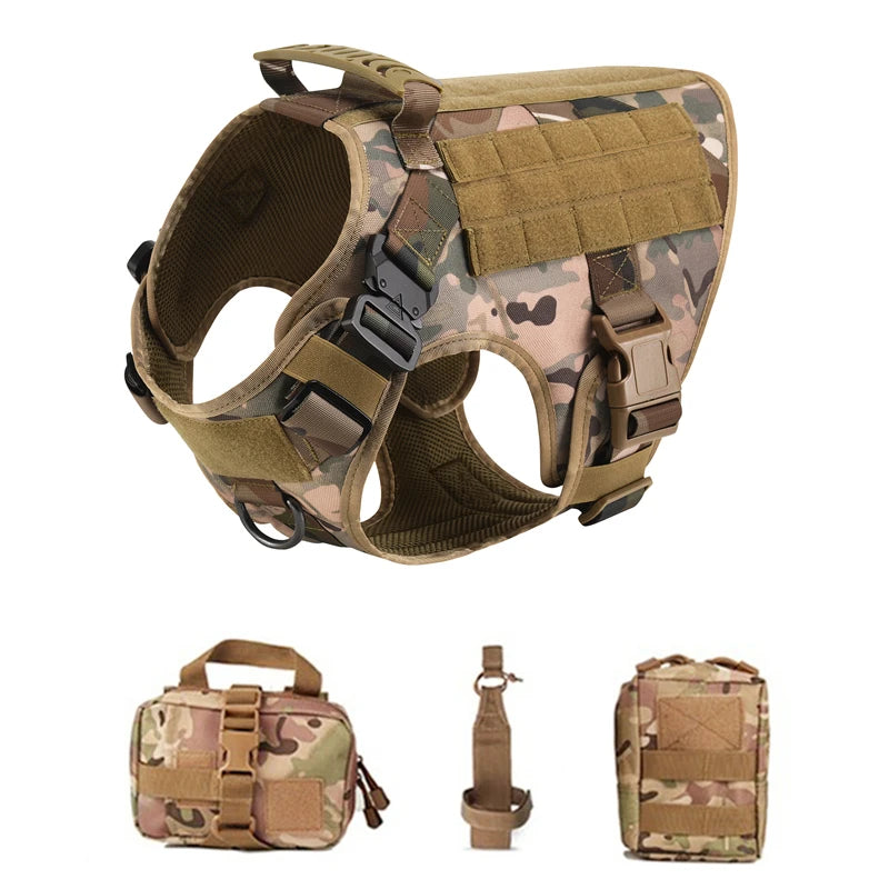 Giubba tattica militare per cani – Set imbracatura e guinzaglio