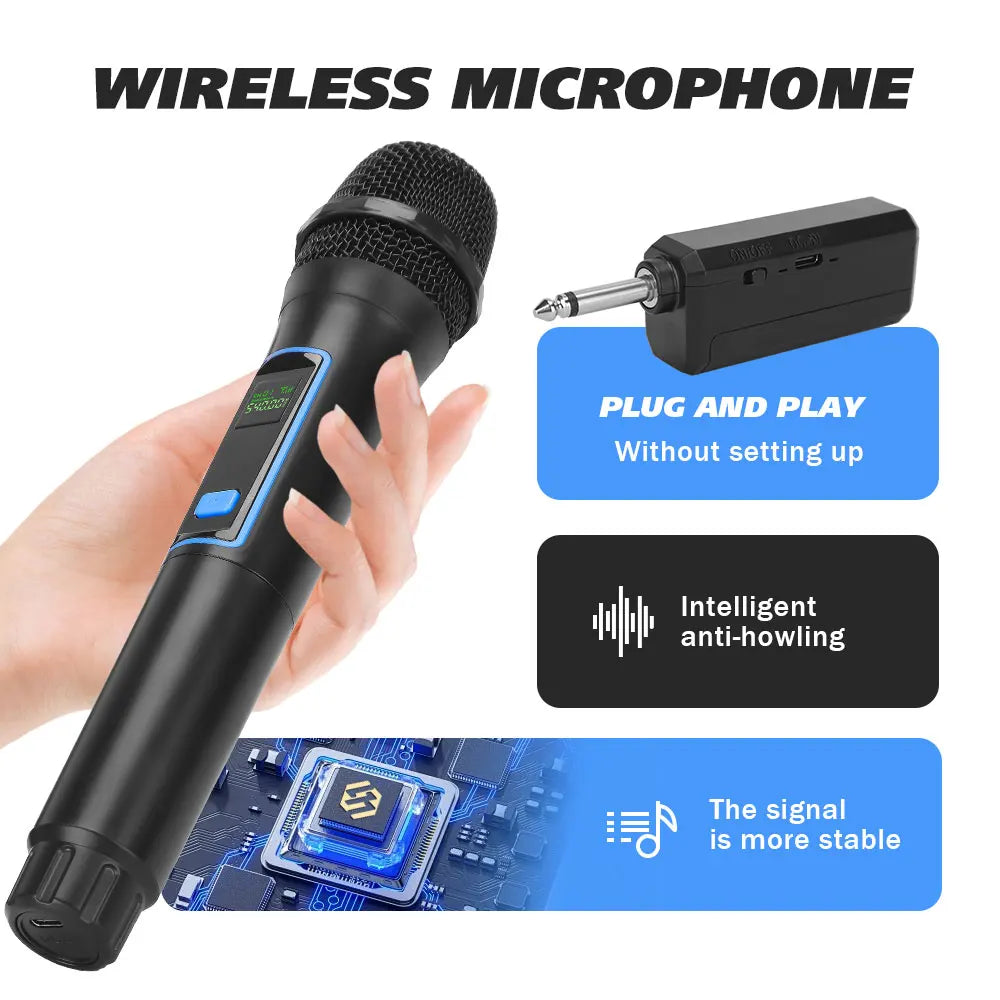 Microfono wireless a mano con ricarica 2.4 GHz per chiesa, matrimonio e karaoke