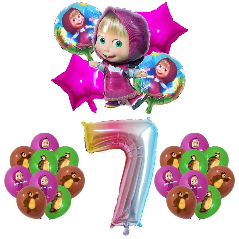 Decorazioni per festa di compleanno Masha e Orso – Palloncini cartoon, set 24…