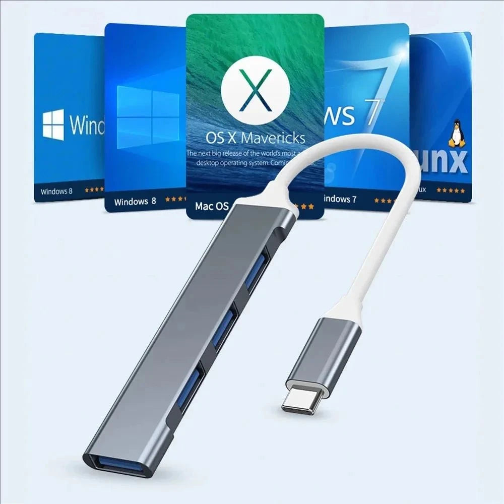 USB Type C HUB MINI USB Multi 4 Port 4 in 1 Aluminum Alloy Splitter Adapter OTG For Samsung Macbook Pro Air PC Notebook