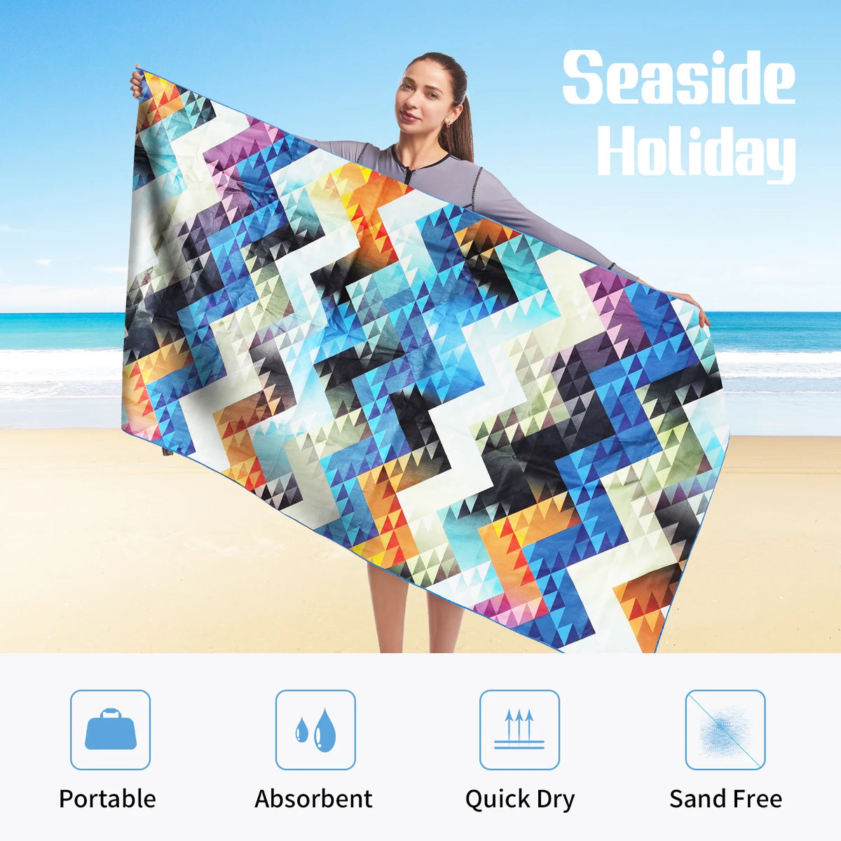HiTurbo Microfiber Quick Drying Beach Towels , Ultra Lightweight, Fast-drying Super Absorbent Bohemian Printing